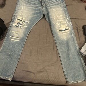 Polo by Ralph Lauren Light Blue Distressed Slim Straight Jeans